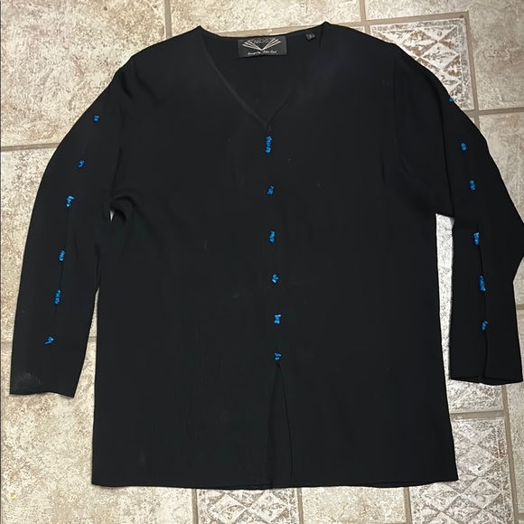 Angel Sweaters - 🍪 Angel V-Neck Black Sweater with Blue Stone Accents Large